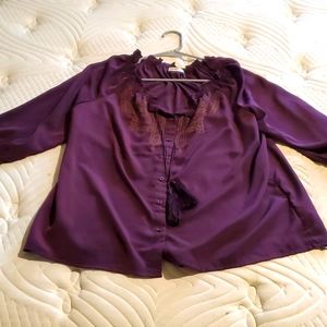 Old Navy Purple Polyester Button Down Shirt